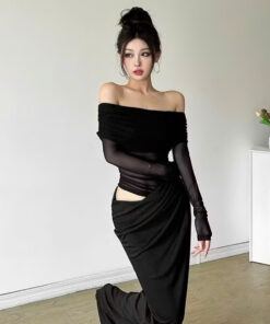 ĐẦM BODY TRỄ VAI PHỐI LƯỚI